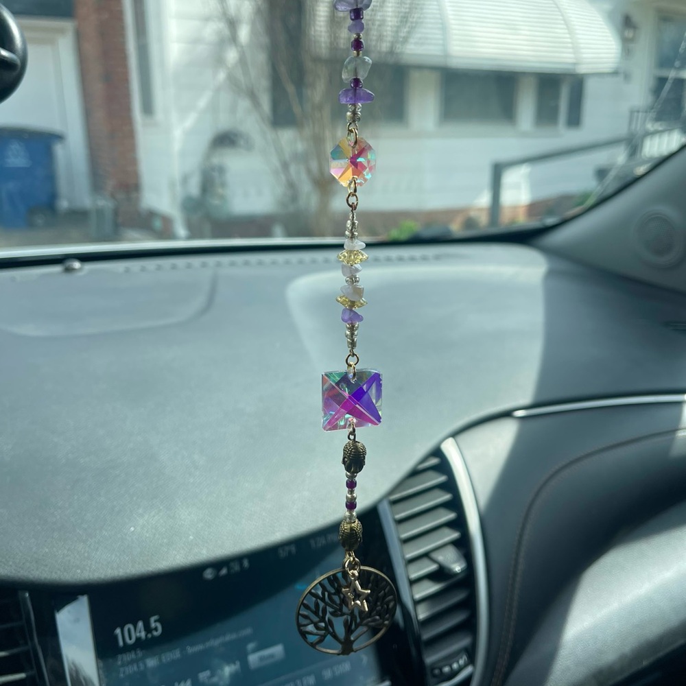 Beaded Car Charm with Tree of Life Pendant